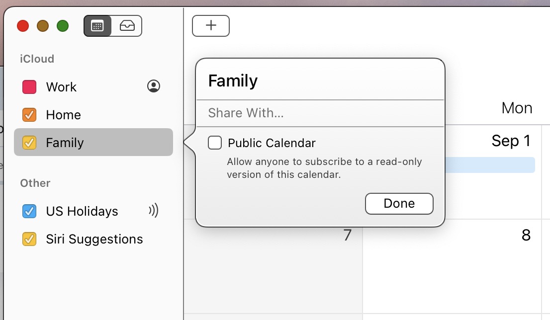 Apple Calendar iCal Link
