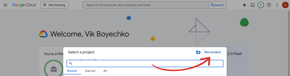 Google Cloud Console create project