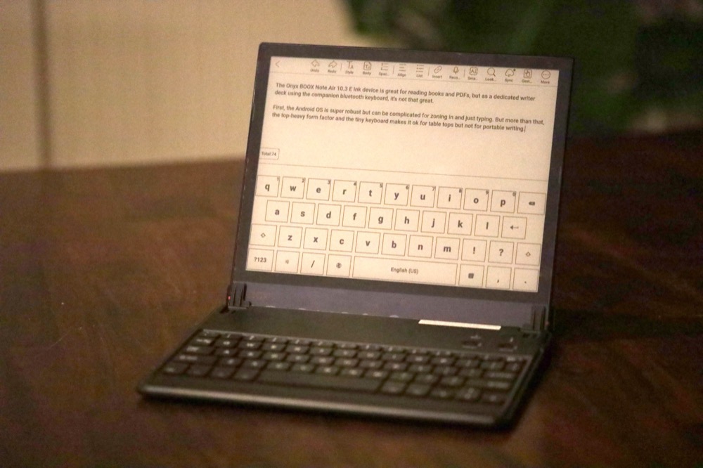 Onyx BOOX Note Air with bluetooth keyboard