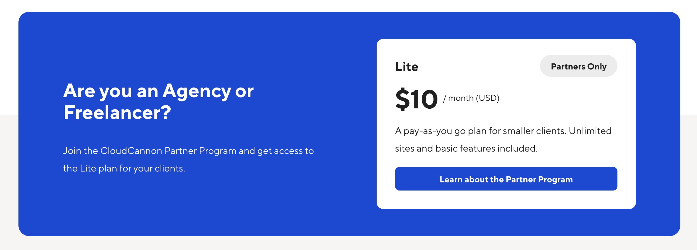CloudCannon partner program for freelancers