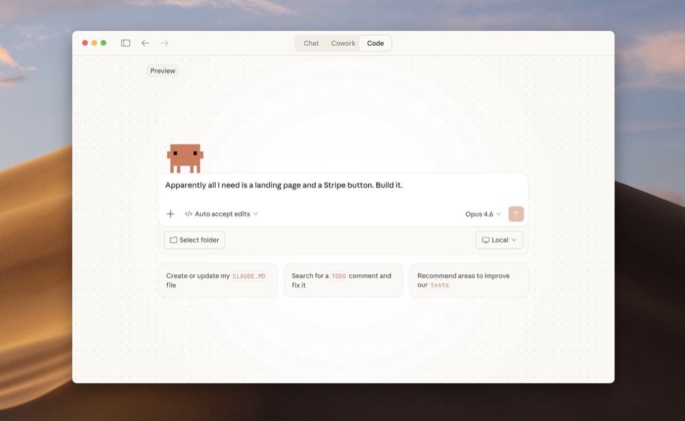 Asking Claude Code to build a landing page and Stripe button