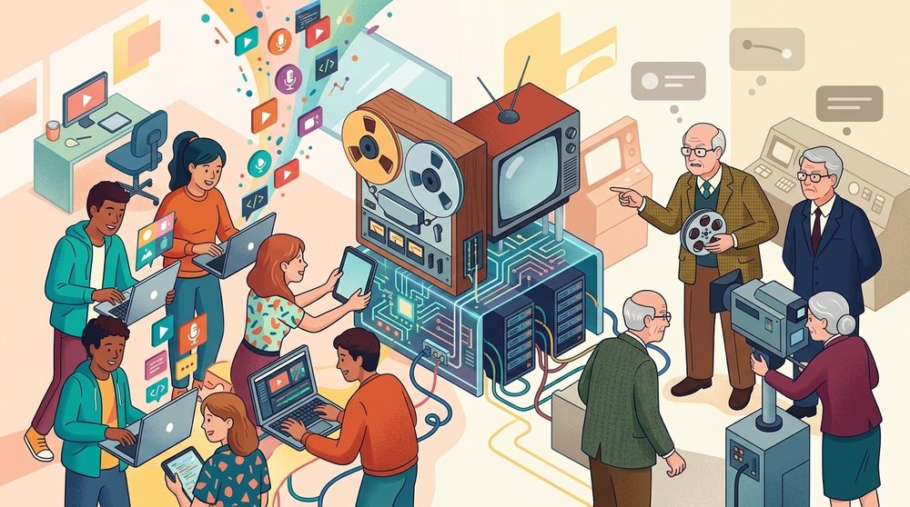 illustration of a camera and a laptop side by side