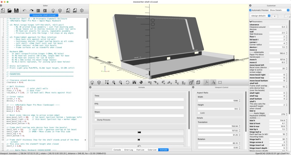 MoveWriter CAD mockup