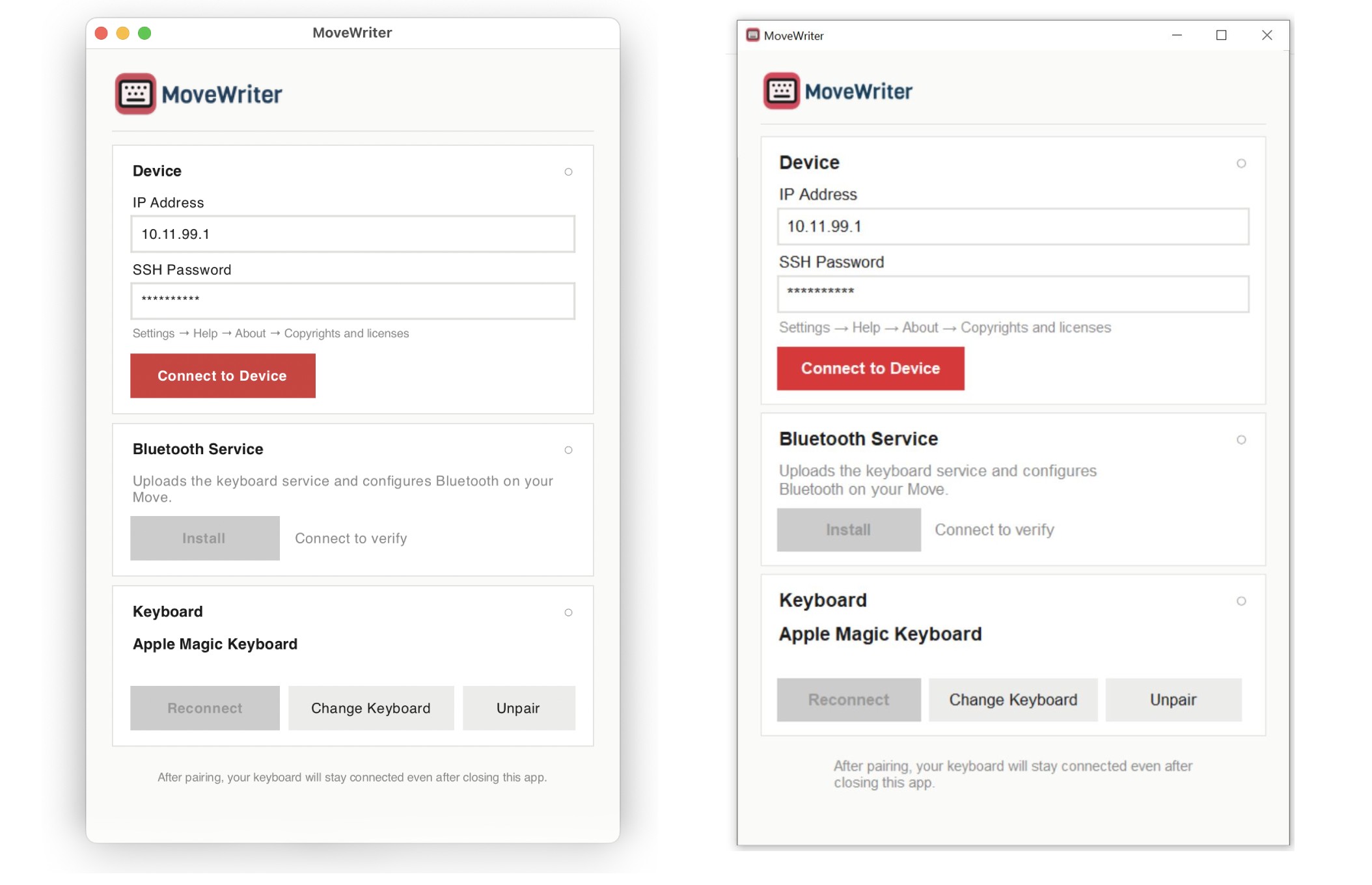MoveWriter screenshot on Mac and Windows