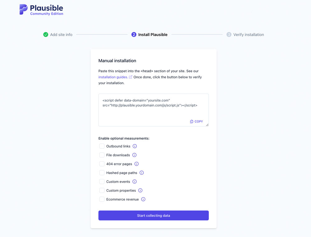Plausible Add Website