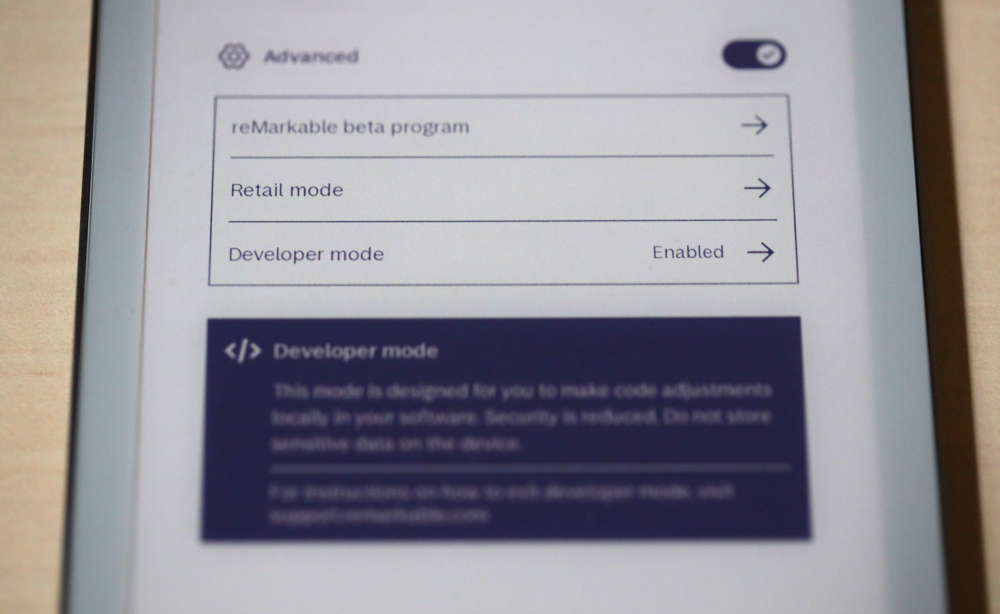 Developer Mode on reMarkable Move