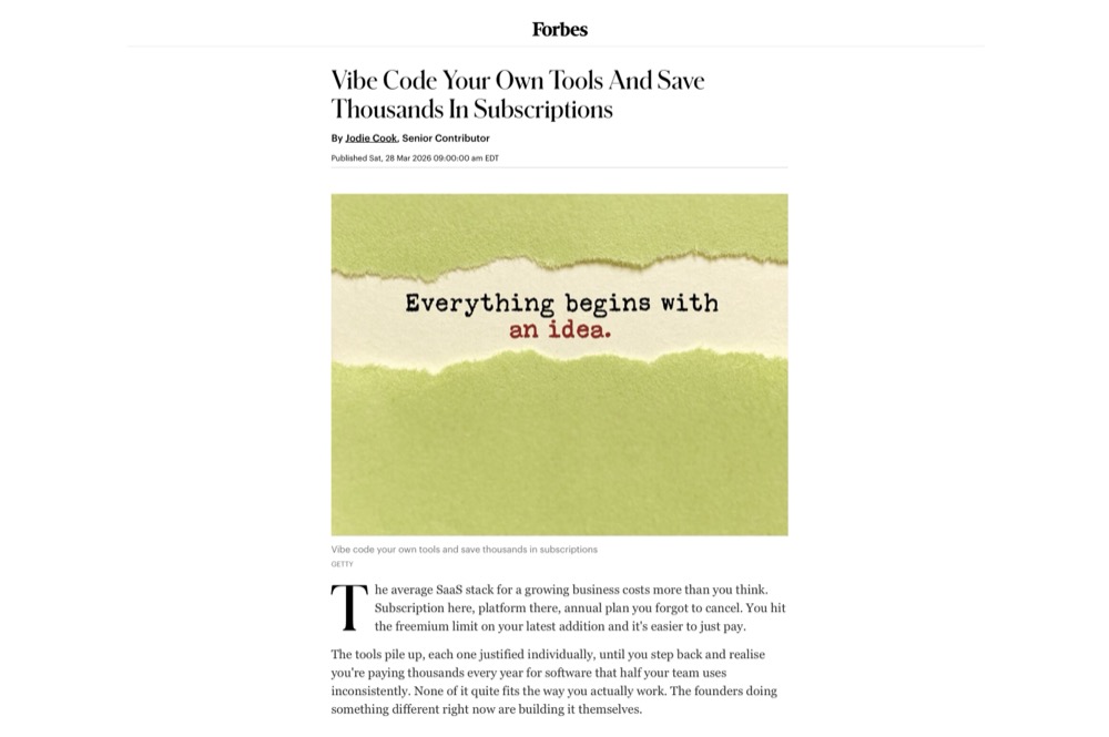 Forbes article about vibe coding saas replacements